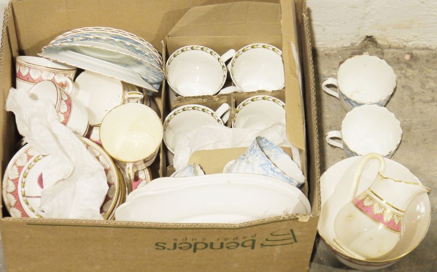 Copeland Spode part tea service, turquoise on a white ground with gilt rims and decorations, to - Image 2 of 2