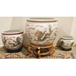 Small fish bowl, dragon decorated, a reproduction Chinese porcelain fish bowl, dragon decorated