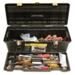26" Stanley toolbox containing screwdrivers, sockets, spanners, wrenches, etc