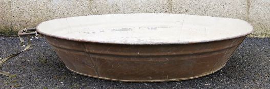 Large vintage galvanised iron bowl, 86cms in diameter