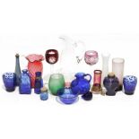 Assorted glassware to include a modern water jug, flash glass, claret glasses, cranberry glass style