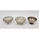 Early 20th century silver pierced bowl on claw feet, Birmingham 1912, maker Alexander Clark & Co,