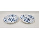 Pair of Meissen late 19th century blue and white 'Onion' pattern small plates, blue crossed swords