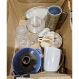 Various glass ware  - 15 sherry glasses, 6 wine glasses , an ale, cut glass salts and pin bowls a