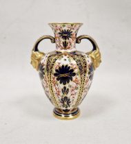 Late 19th century Royal Crown Derby Imari porcelain vase, shouldered and tapering with gilt mask