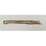 Late Victorian/Edwardian gold-coloured metal guard chain, cylindrical snake-pattern link, 20g