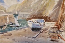 Arthur Bradbury (1892-1977) Watercolour 'Creux Harbour, Sark', signed lower right, titled verso,