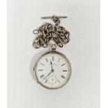 Edwardian silver cased open face pocket watch by Waltham, the enamel dial with Roman numerals