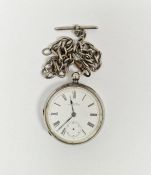 Edwardian silver cased open face pocket watch by Waltham, the enamel dial with Roman numerals