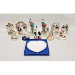 Collection of Staffordshire pottery figures and models of animals, 19th century, including a pair of