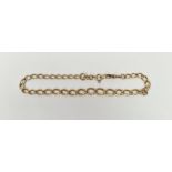 9ct gold Albert chain of graduating form, with single lobster clasp, 39g approx. Condition