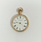 Waltham gold cased lady's fob watch, the enamel dial with Roman numerals denoting hours, stamped AWW