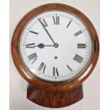 Drop-dial oak cased wall clock with white painted face and roman numerals, dial 25cm diameter