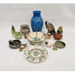 Various items of 19th and 20th century pottery, including a 19th century majolica footed dish with