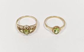 Two 9ct gold and green stone set rings, 3.8g total approx. (2) Condition ReportOverall condition