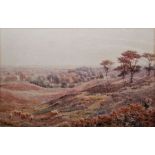 Henry Birtles (1838-1907)  Watercolour  "Upland Grazing", sheep grazing within rolling landscape,