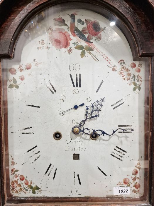 Late Georgian eight-day longcase clock of small proportions, in oak case, the arched painted dial - Image 2 of 2