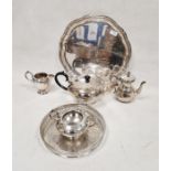 EPNS three-piece tea service, EPNS small coffee pot and two waiters (1 box)