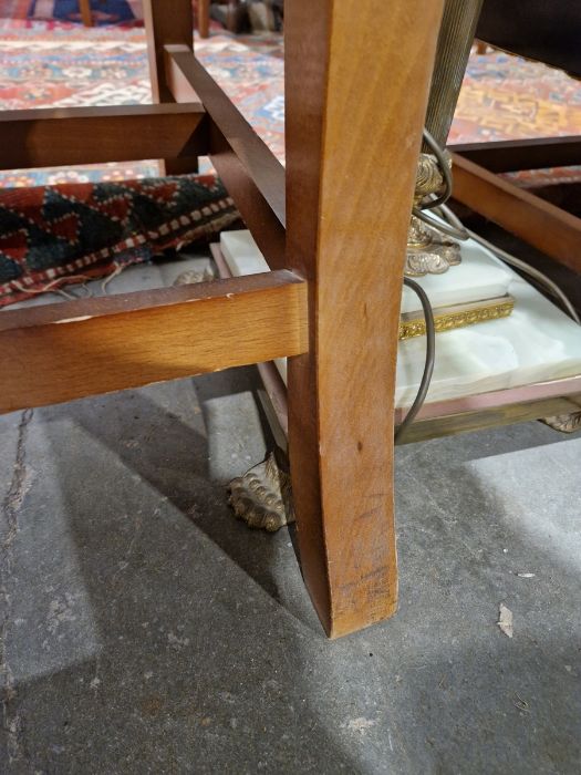 Pair of brown leatherette button upholstered Georgian-style armchairs with outscroll arms, - Image 36 of 37