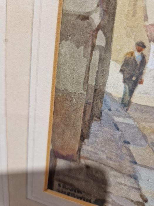 Frank Sherwin Watercolour drawing  Early 20th century street scene with figures, signed, 36cm x 23cm - Image 14 of 14