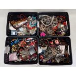 Large quantity of assorted modern costume jewellery (4 boxes)