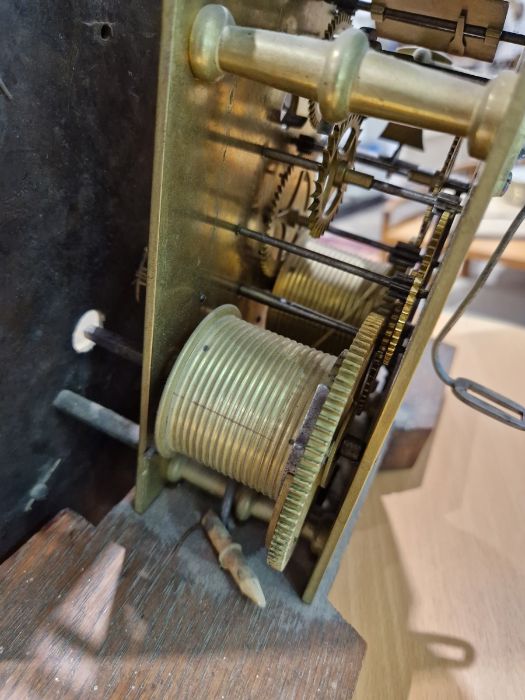 19th century heavily carved oak cased eight-day longcase clock, the 11" brass dial inscribed 'John - Image 35 of 45