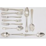 Selection of Dutch silver tableware, comprising two larger spoons engraved to handle and dated 1906,