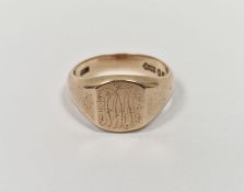 Gent's 9ct gold signet ring, 8.5g approx.