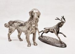 Spanish white model stag and a white metal gun dog with pheasant (2)