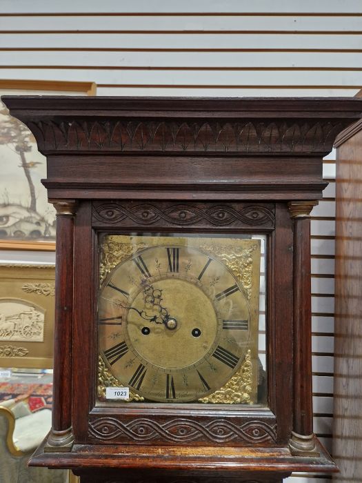 19th century heavily carved oak cased eight-day longcase clock, the 11" brass dial inscribed 'John - Image 3 of 45