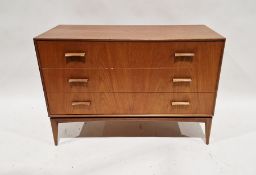 Mid century teak chest of drawers by Macintosh 'Troon' pattern, comprising three long drawers raised