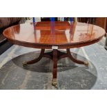 Reproduction circular boardroom table with five extra leaves to fit around the edge, 156cm