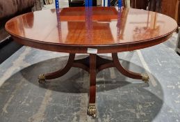 Reproduction circular boardroom table with five extra leaves to fit around the edge, 156cm