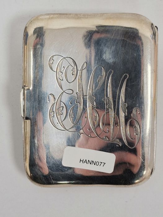 Early 20th century silver-coloured metal card case, repousse decorated with female nude, gilt - Image 3 of 4