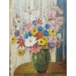 Phyllis Campbell Oil on canvas Still life with flowers in a vase, signed lower right, 33.5cm x 25cm