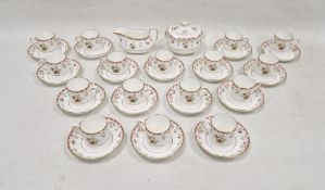 Wedgwood 'Bianca' pattern part coffee service, printed with baskets of flowers and loose flower
