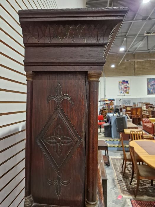 19th century heavily carved oak cased eight-day longcase clock, the 11" brass dial inscribed 'John - Image 12 of 45