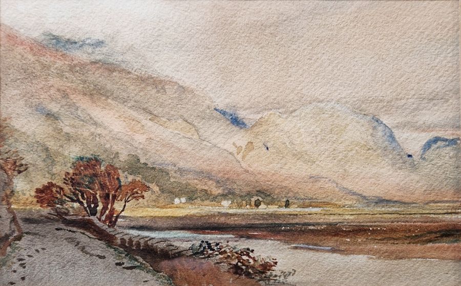 David Cox Junior (1809-1885)  Watercolour "In Wales", mountainous landscape with path, unsigned, - Image 2 of 2