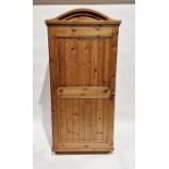 20th century pine cupboard with panelled door enclosing five shelves, 200cm high x 92cm wide x