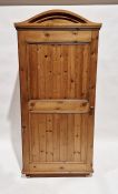 20th century pine cupboard with panelled door enclosing five shelves, 200cm high x 92cm wide x