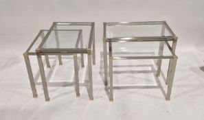 Two nests of two modern glass-topped and chrome occasional tables, largest 59cm long x 39cm wide x