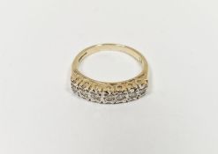 9ct gold seven-stone diamond ring, illusion set, 2.9g