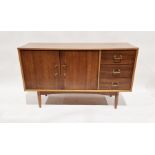 Vanson teak sideboard with panel cupboard and three frieze drawers, on tapering supports, 84cm