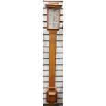 Mid 19th century oak cased stick barometer by T Underhill, 24 Corporation Street, Manchester, of