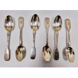 Set of six Victorian silver teaspoons, Initialled 'B', London 1880, maker John Henry Lias & James