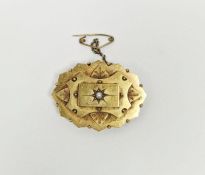 Victorian 15ct gold mourning brooch set with seedpearl, 9g in total approx.