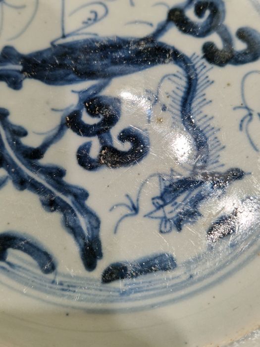 Two Chinese porcelain blue and white small plates, 19th century, each painted with a stylised bird - Image 24 of 32
