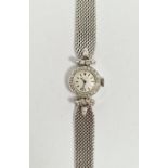 Mid-century lady's 9ct white gold and diamond set Movado cocktail wristwatch, the circular dial