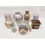 Group of 20th century Asian pottery and porcelain vases, bowls and other items including Kutani