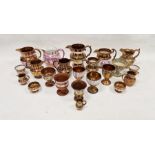Group of 19th and 20th century lustre ware, including a Sunderland lustre-style jug decorated with a